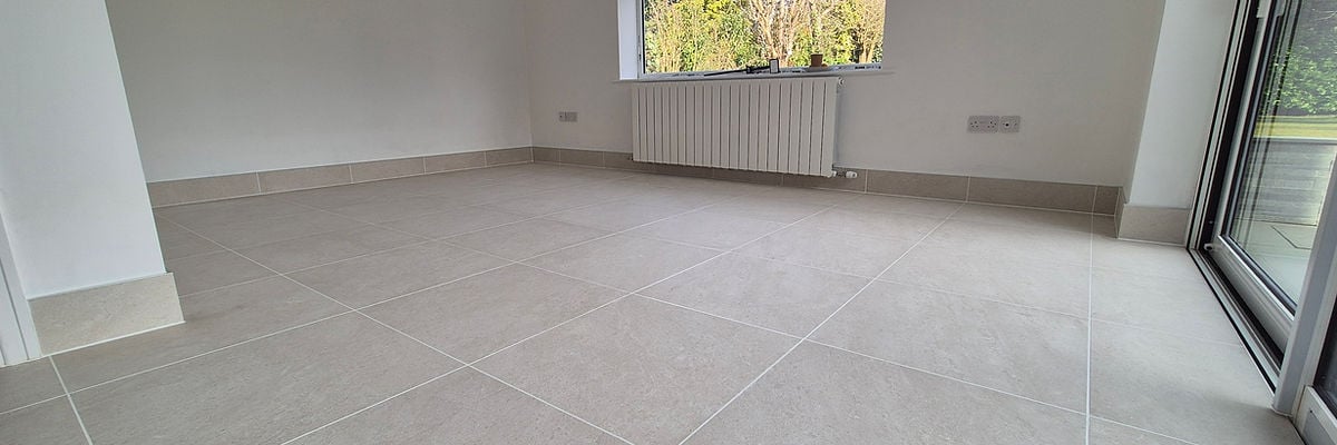 Professional tiler in Cheshire — large format porcelain floor installation